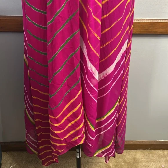 Polo Ralph Lauren Shibori Pink 100% Silk halter asymmetrical midi dress SZ 14 - Picture 5 of 12